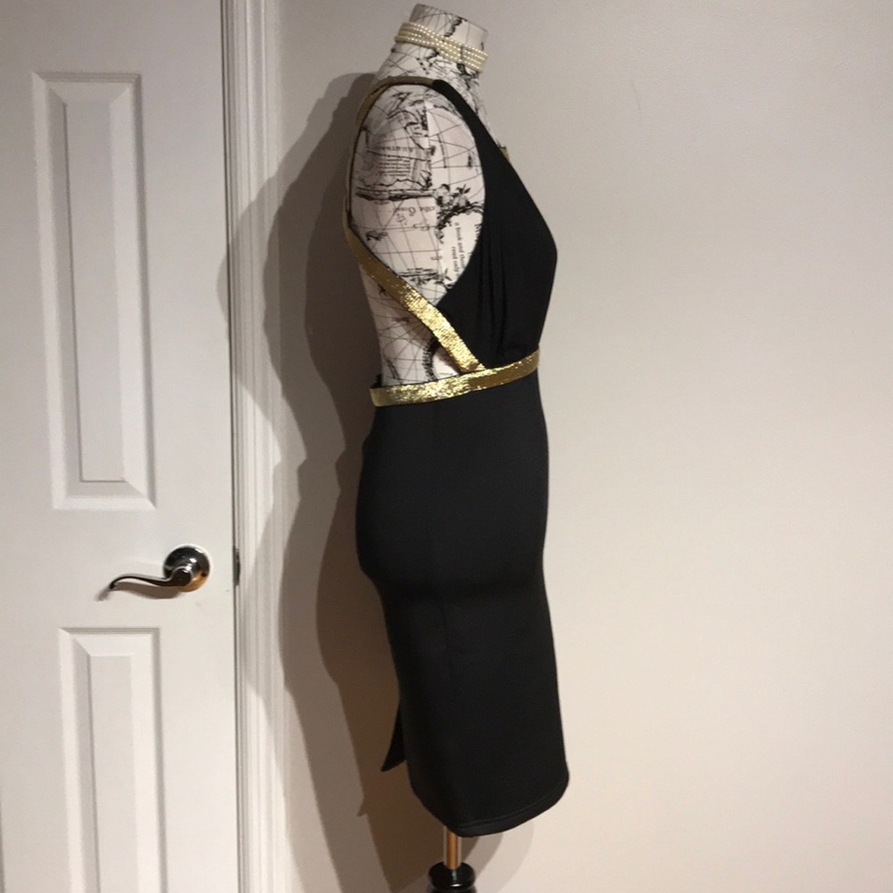 ✈️NWOT Vintage Y2K pencil Bondage cutout plunge whimsygoth crisscross midi - Picture 5 of 7